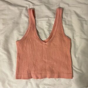 Out From Under Pink Ribbed Seamless Knit Cropped Cami
